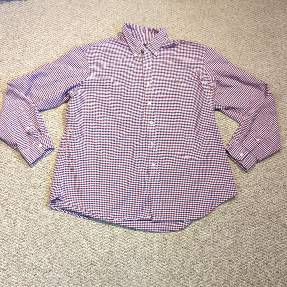 Ralph Lauren Button Down Shirt Mens XXL Blue Red Gingham Check Long Sleeve